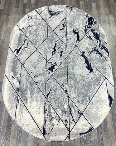 Ковер турецкий 0139A FAME овальный (Полиэстер, синий, серый)