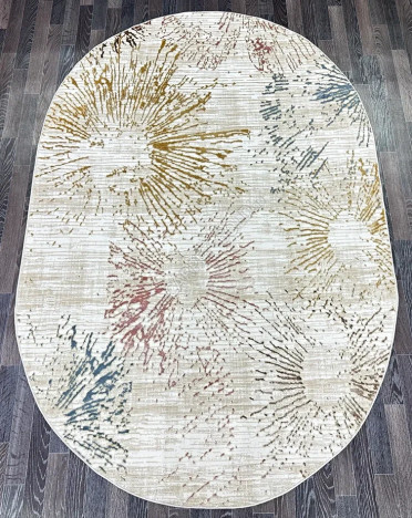 Ковер турецкий A3579A Lowa (Полиэстер хит-сет, бежевый) овальный