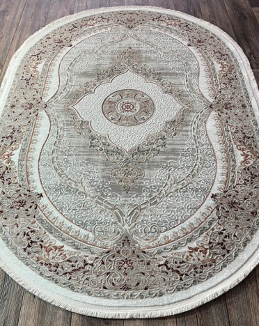Турецкий ковер овальный Atlantik Hali Deco 10137A (Полиэстер, серый, разноцветный)